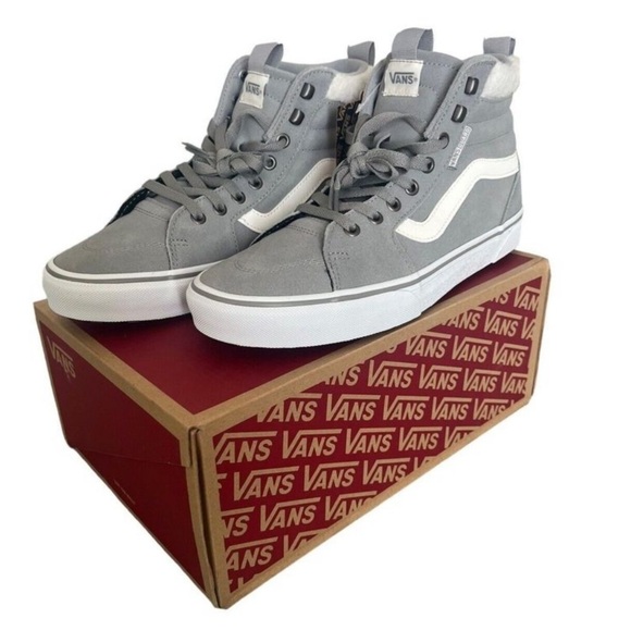 Vans Shoes - VANS Filmore Women's Hi Van Grey White Faux Fur Suede Shoes 9.5 New With Box
